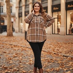 HEIMISH USA Tan Plaid Button Down Shirt